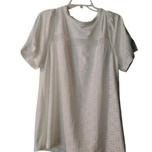 White Eyelet Puffy Sleeve Blouse Lace Details Boho Cottagecore Coquette Fairy